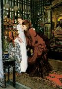 James Tissot Young Ladies Looking at Japanese Objects painting